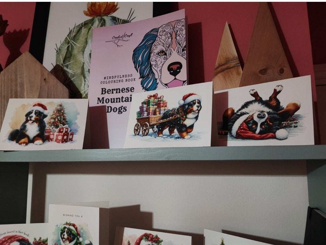 Christmas Greeting Cards | Bernese Mountain Dog | A5 | 8 or 16 Pack | Handcrafted in UK