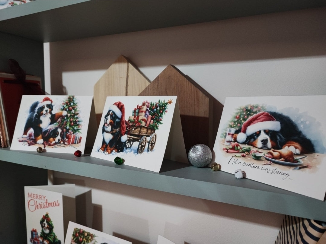 Christmas Greeting Cards | Bernese Mountain Dog | A5 | 8 or 16 Pack | Handcrafted in UK