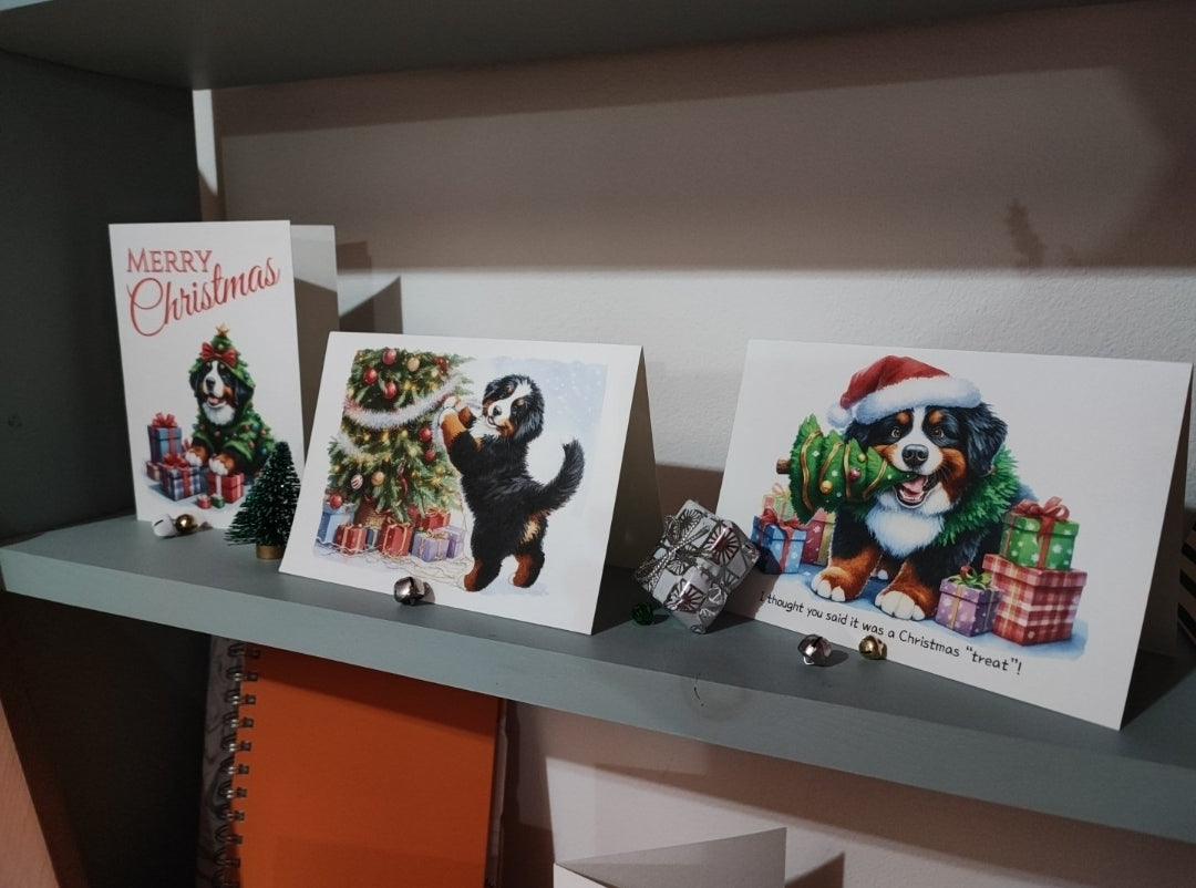 Christmas Greeting Cards | Bernese Mountain Dog | A5 | 8 or 16 Pack | Handcrafted in UK